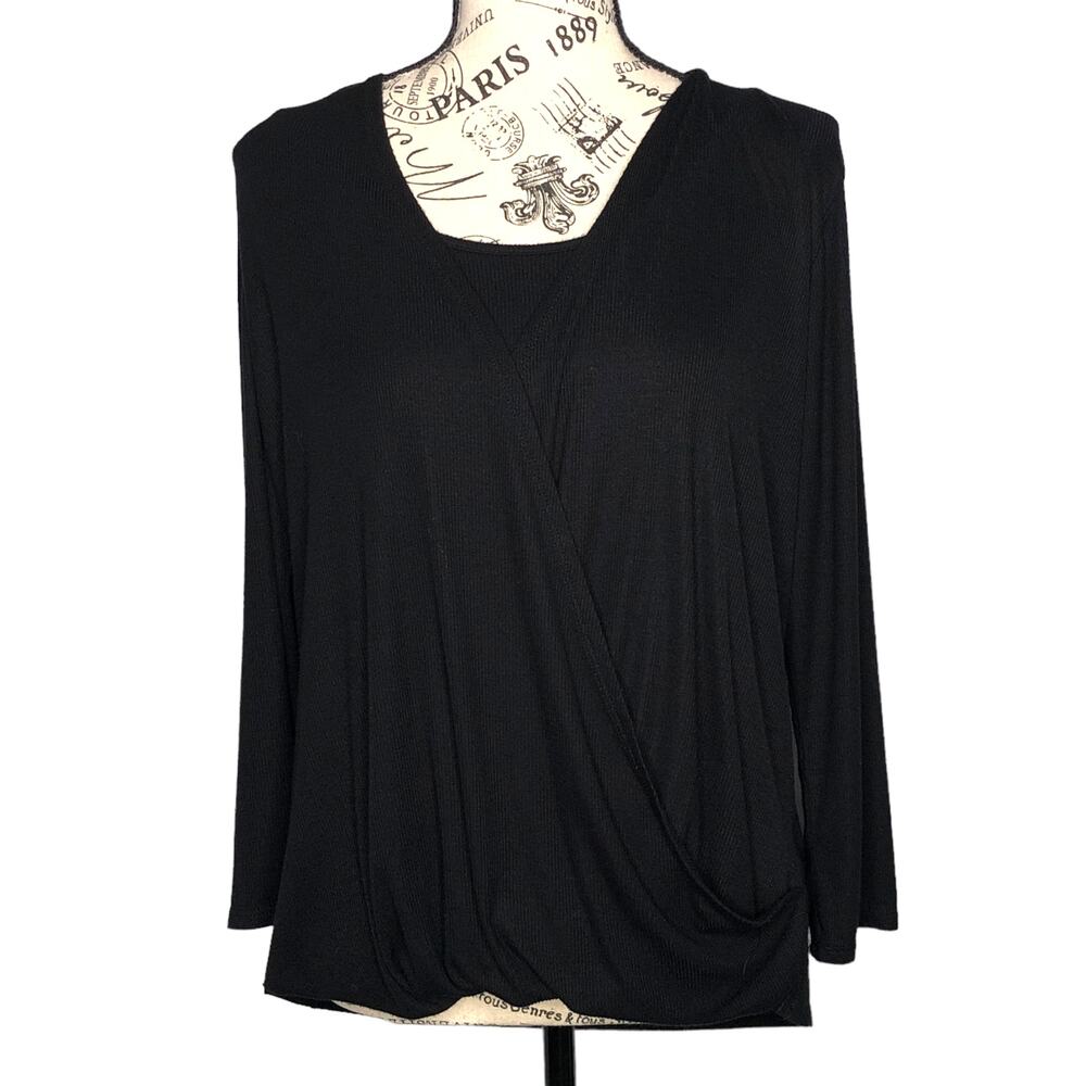 Laila Jade (L) Dorsi Front Drape Ribbed Knit Top - Stitch Fix 3/4 Sleeve